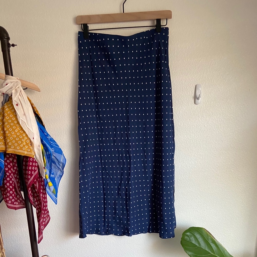 Madewell Blue Polka Dot Midi Skirt